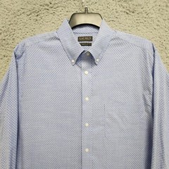 Lauren Ralph Lauren Black Label Shirt Mens L Soft Washed Stretch Blue Geometric