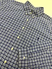Ralph Lauren shirt mens 2XB blue white plaid button down long sleeve pony logo
