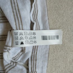 Porter&Ash T Shirt XL/L*White Green Olive Striped 100%Linen Crew Neck Neutral
