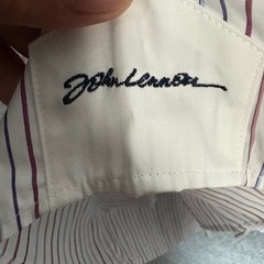 JOHN LENNON Mens Striped Button Down Shirt Size M 15.5 16 Embroidered Face
