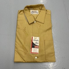 NOS Vintage 60s Fleetline Yellow Viscose Rayon Shirt 1960s True Vintage