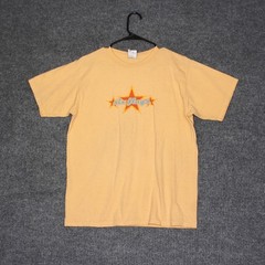 VTG Six Flags Graphic T Shirt Adult Mens L Orange Short Sleeve Theme Park Tee