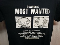 Stewie Griffin Quahogs Most Wanted Adult Medium Black TShirt