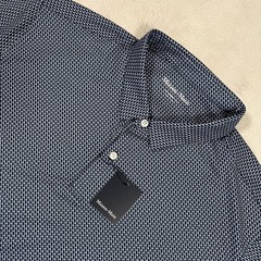 Mizzen+Main Mens Polo Golf Shirt 2XL Halyard Geo Twill Navy Performance Stretch