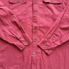 Beau Brummel Shirt Mens XL Burgundy Button-Up Heavy Cotton Flap Pockets
