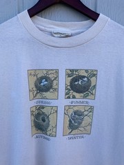 Vintage 90s Nature Seasonal Summer Spring Winter Autumn Xl White Shirt
