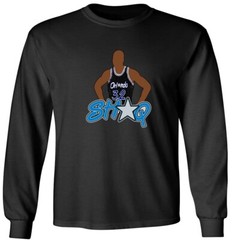 Shaquille O’Neal Shaq Orlando Magic Pic BLACK Logo Long Short Sleeve T-Shirt