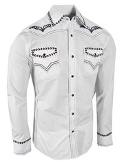 Western Shirt Embroidered Horseshoe Florals Mens Country Rodeo Snap Up Fashions