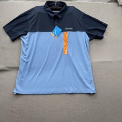 Columbia Omni-Shade Polo Shirt Mens 2XL Blue Collegiate Navy Colorblock Golf