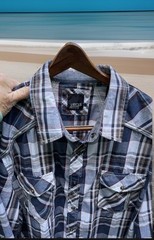 Various Artists Western Brownish Pearl Snap Shirt Long Sleeve Plaid Mens 2XL