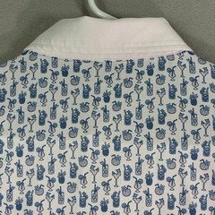 Grayson & Dunn Men’s Medium M Polo Shirt White Blue Tiki Cocktails Drinks Golf