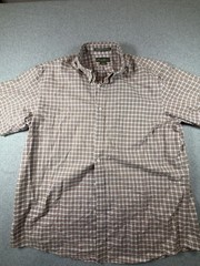 Eddie Bauer Men’s Wrinkle Resistant Relaxed Fit Short Sleeve Plaid Button Shirt