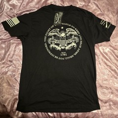 NEW Grunt Style Shirt Sleeve T-Shirt LARGE Black Veteran Military USA Flag Army