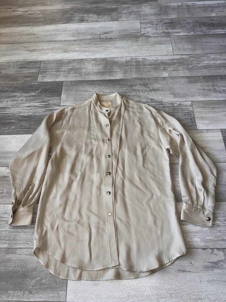 Vintage 90s Stubbs Collection Large Beige Western Shirt Buffalo Nickel Buttons