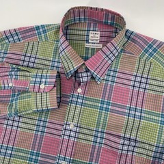 Sero by Forsyth Button Down Shirt Mens Large Multicolor Plaid No Iron Tailored