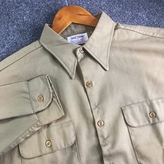 Vintage 60s Big Yank XL 17 33 Tan Long Sleeve Button Permanent Press Union Made