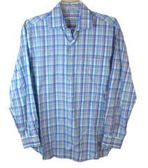 Peter Millar Pastel Check Button Front Long Sleeve Dress Shirt Cotton Men’s L