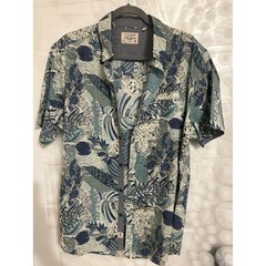 7 Diamonds Vintage 100% Cotton Tropical Leaf Short-Sleeve Button-Down Shirt
