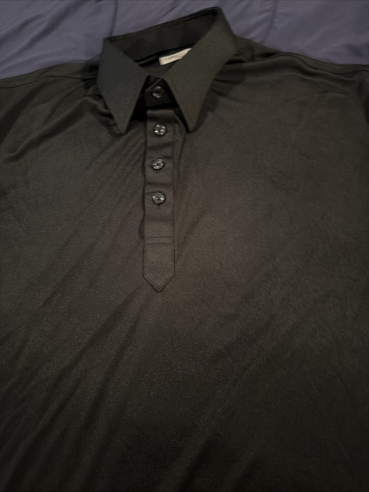 NWOT Collars & Co Dress Polo Shirt Men’s Medium Solid Black Straight Collar $88
