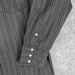Roper Shirt Mens Medium Black White Pinstripe Western Pearl Snap Long Sleeve