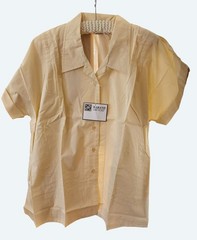 Vtg Haband Ladies 2X Short Sleeve Button-Up Shirt Pale Yellow Polycotton Unused