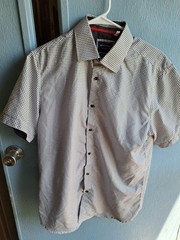 Silver Stone Collection Mens XL Shirt Short Sleeve Modern Fit Gray Geo Grid #14