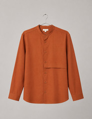 COS Men’s Mandarin Collar Dress shirt Burnt Orange Lyocell Cotton Size M Minimal