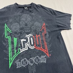 Vintage Y2K Tapout Locos Skulls Mexic Flag Aztec Face Black T-Shirt Sz 2XL