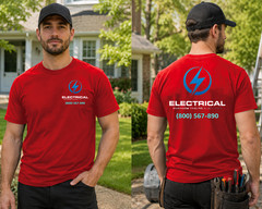 Mens Custom Electrician Work T Shirt Personalized Company Logo Trade Uniform Tee