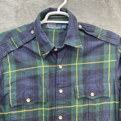 Polo ralph lauren shirt Mens large chin strap workshirt epaulette dungaree green