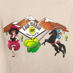 Vintage Las Vegas Round Up T Shirt Mens Size Large Beige Y2K 2001 Rodeo Cowboy