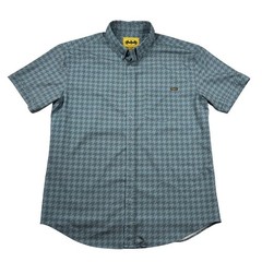 RSVLTS Shirt Mens XL Batman Grey Houndstooth KUNUFLEX AOP Snap DC Comics