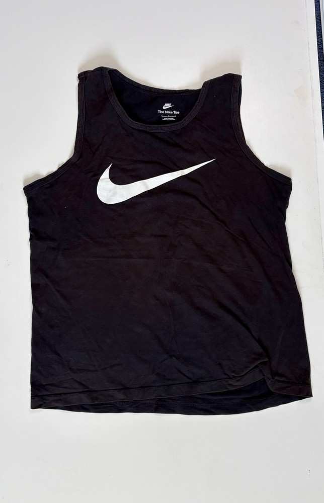 Nike The Nike Tee Men’s L Black Sleeveless T-Shirt Round Neck Logo Accent