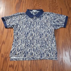 Vintage Nike Golf Polo Shirt Mens Size XL AOP Paisley Blue White 90s Tiger Woods