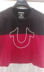TRUE RELIGION MENS RED-BLACK-WHITE COTTON BIG LOGO SHORT SLEEVE T-SHIRT SIZE 2XL