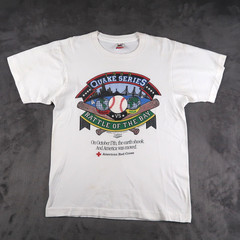 VTG 80s 1989 MLB World Series Battle of the Bay Quake Series White T-Shirt M