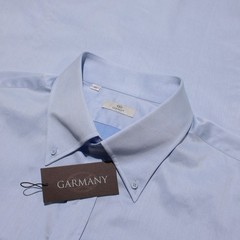 Garmany NWT Dress Shirt Size 51 20 in Solid Light Blue 100% Cotton