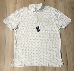 Johnnie-O Mens LARGE L Featherweight Performance Golf Polo Shirt – White Pin Up