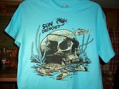 MENS SUN DRENCHED SUMMER SHIRT SKULL OCEAN THEME BLUE SIZE LARGE 42-44 CASUAL