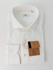 Handcrafted 100 Hands White Cotton Twill Dress Shirt Size 42 slim