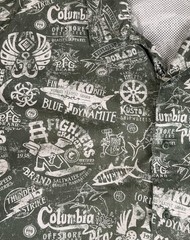 Columbia PFG Shirt Mens Large Green Short Sleeve Vented Fishing Graphic Camp