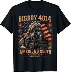 250th Anniversary USA Big Boy 4014 Train Vintage US Flag Unisex Cotton Tshirt