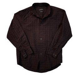 Van Heusen Mens Burgundy Plaid Wrinkle Free Broadcloth Button Down Shirt Medium