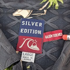 Vintage Quiksilver Silver Edition Hawaiian Shirt Mens Large Black Button Up S/S