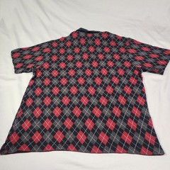 Lyle & Scott Scotland Combed Cotton Red Black Argyle XL Short Sleeve Golf Polo