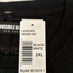 NWT Invisble Bully Biggie Smalls Graphic Oversized Tee Black&White 2XL Hip Hop