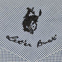 Pendleton Round-Up Let’er Buck Poplin Shirt XL Blue Cowboy Embroidered
