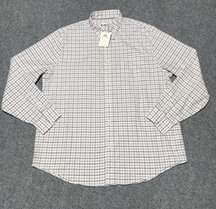 Free Assembly Men’s XL Cream Plaid Oxford Button-Down Long Sleeve Shirt NWT