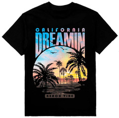 California Dreamin Mens Heavyweight T-Shirt Print On Shaka Wear Tee