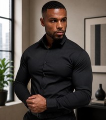 Athlete Fit Dress Shirt in Black 2XL (XXL) Tailored Athlete
